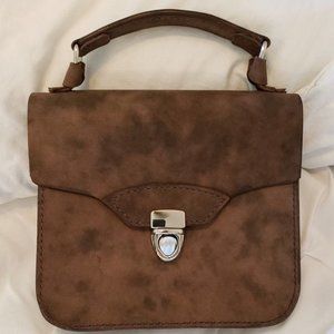 Brown Leather Top Handle Handbag